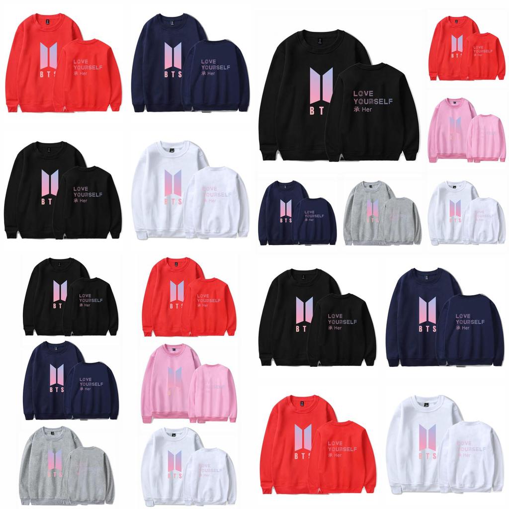 BTS-Sweatshirt mit Printmuster und Fleecefutter für jugendliche Fans