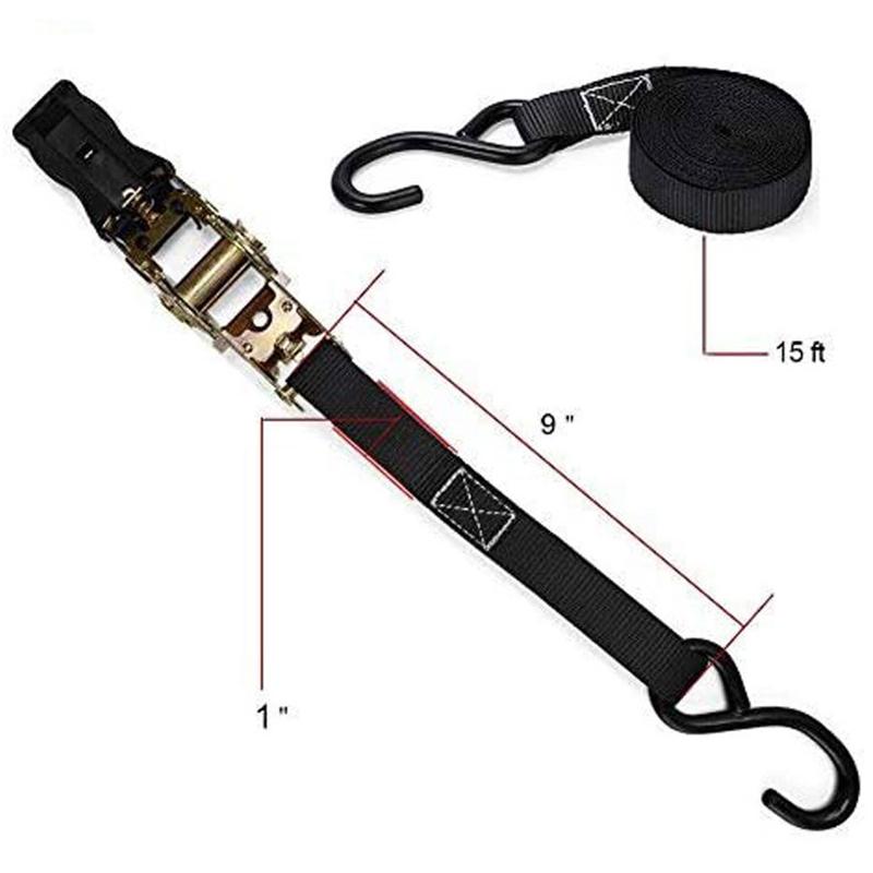 1Set Ratchet Tie-Down Strap Motorcycle Fixed Heavy Cargo Trailer Transportation Car Tension Rope Tie Down Strap Kit Annular Belt