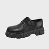 Men's Black Leather Derby Shoes - Spring/Autumn, Low-Top Casual