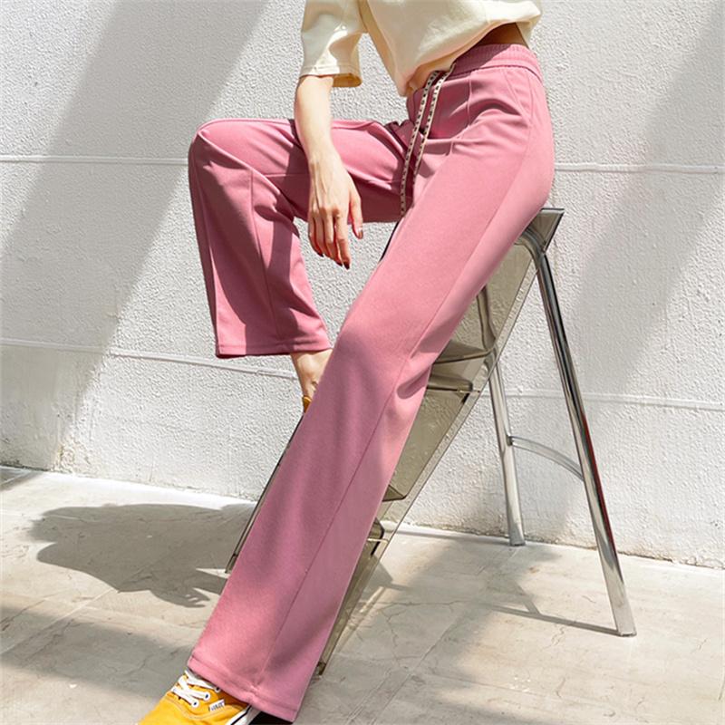 Spring Autumn Women's Korean Style Cotton Wide Leg Pants Loose High Waist Casual Trousers Woman simple Harajuku Straight Pants