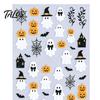 Waterproof Nail Art Supplies Women Stickers for Halloween, Spooky Ghost Pumpkin Spider Web Bat Halloween Theme Decals Thorns Manicure Decal,