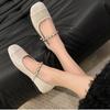 Fashion 2025 Light Ladies Shoes Mary Janes Women's Flats Fashion Daily Flats Women Chain Buckle Strap Square Toe Soft Bottom Shoes Women