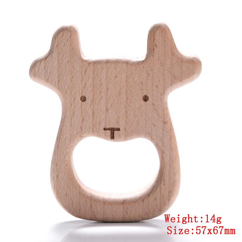 5Pcs/Lot Food Grade Wooden Teether Toys Animal Shape Wood Necklace Pendant for Baby DIY Wooden Teething Chew Toys