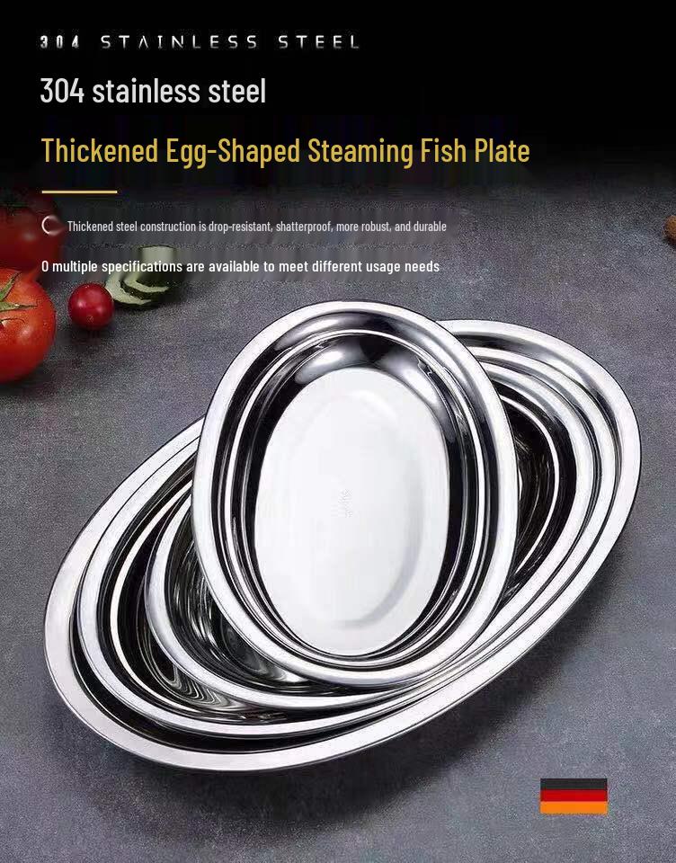 304 Lebensmittelqualität Edelstahl Ovales Fischgericht für Straßenverkauf und Heimversammlungen