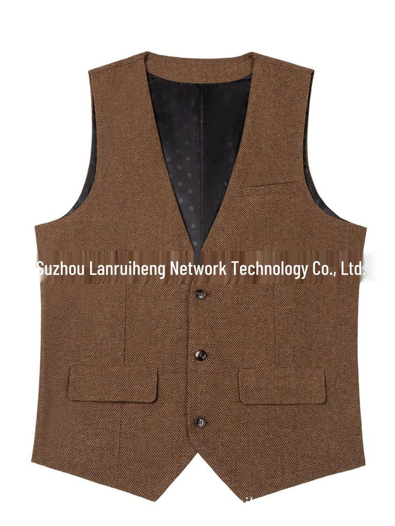 Men's Slim Fit Single-Breasted Casual Vest - Ideal for Groom and Groomsmen
