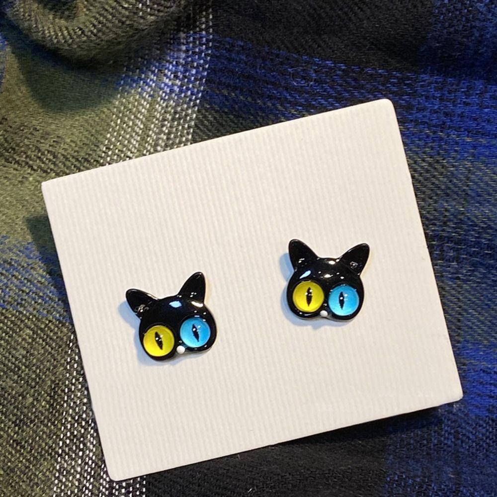 

Black Cool Sweet Zinc Zinc Alloy Elegant Women Jewelry Cat Eyes Pendant Y2K Stud Earrings Korean Necklace