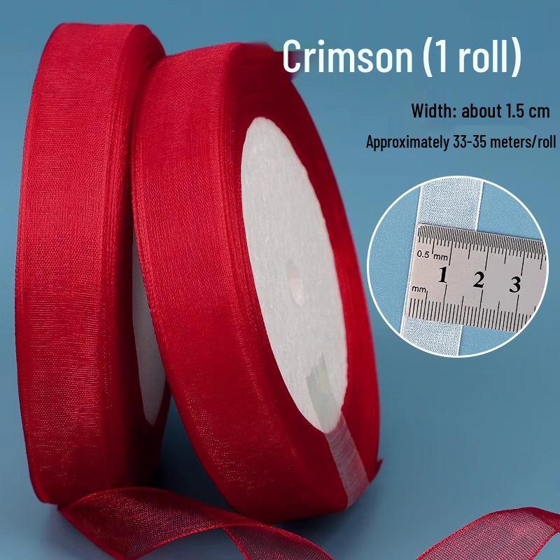 1.5cm Transparent Snow Yarn Ribbon for Gift Wrapping, DIY Crafts, Hair Accessories, and Chiffon Projects.