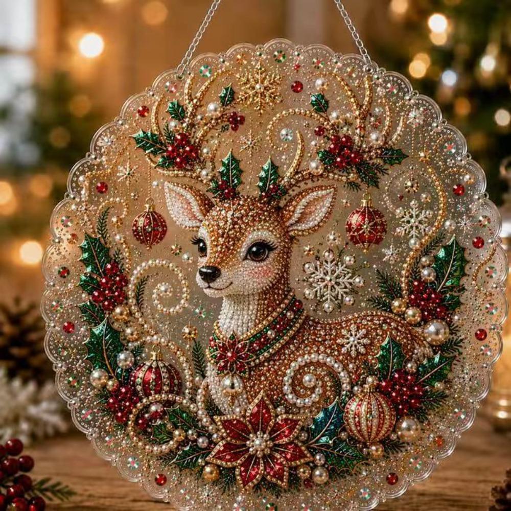 5D Diamond Painting Hanging Ornament Santa Claus Christmas Tree Decor Pendant with Chain Holiday Home Decoration