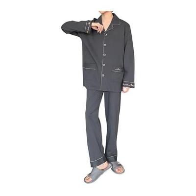 [PAFHL] Pajamas, Men's Room Wear, Spring, Summer, 100% Cotton, Long Sleeve, Thin, Autumn, Open Front, Top and Bottom Set, Hospital Clothes,