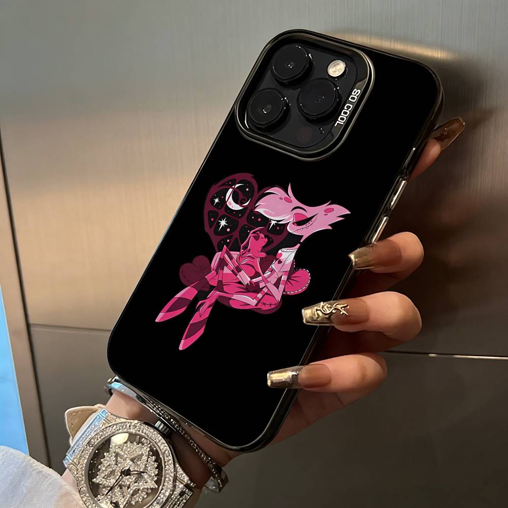 A-Angel Dust H-Hazbin H-Hotel Phone Case For iPhone 17,16,15,14,13,12,11 Plus Pro Max Colored Silver Phone Case iPhone13ProMax