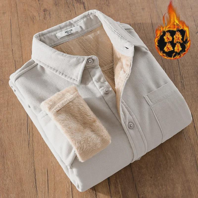 Men's Winter Thickened Velvet Corduroy Shirt Jacket 9432