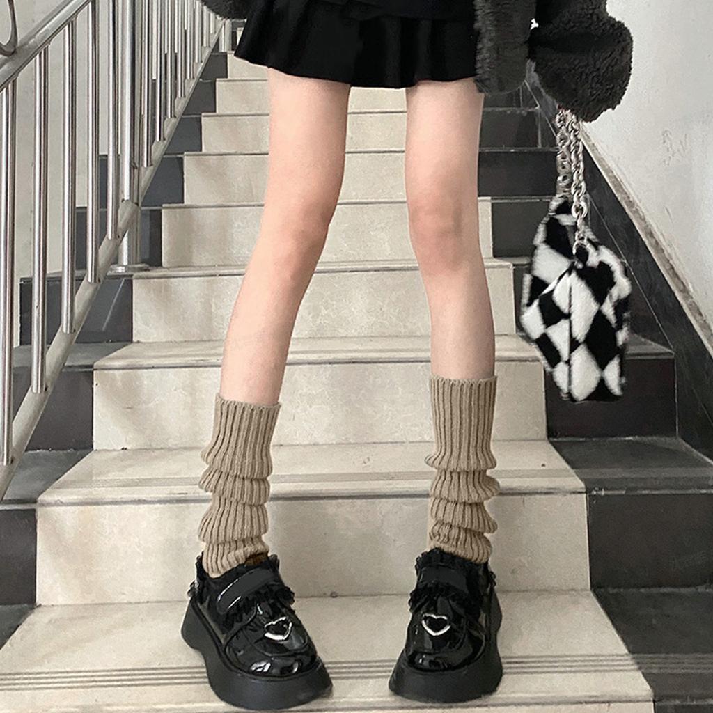 Ribbed Knitted Leg Warmers for Women Solid 80s Party Dance Legwarmers Warm Winter Long Boot Sock JK Long Boot Cuff Cover