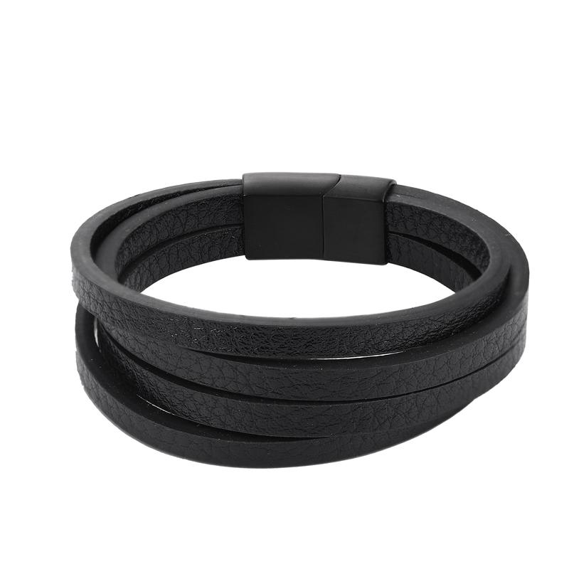 

Custom Bangles With Charms Bracelet Classic Style Gift 6 Choices Of Stainless Steel Leather Men s Bracelet With Multi-color 20.5cm