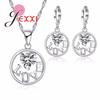 Cute Genuine 925 Sterling Silver Jewelry Set White AAA CZ Heart LOVE Pendant Necklace and Earrings Jewelry Sets For Women
