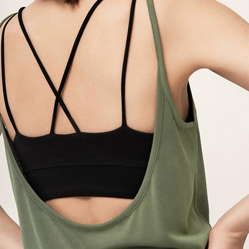 Women Loose Fit Halter Neck Backless Sleeveless Yoga Top
