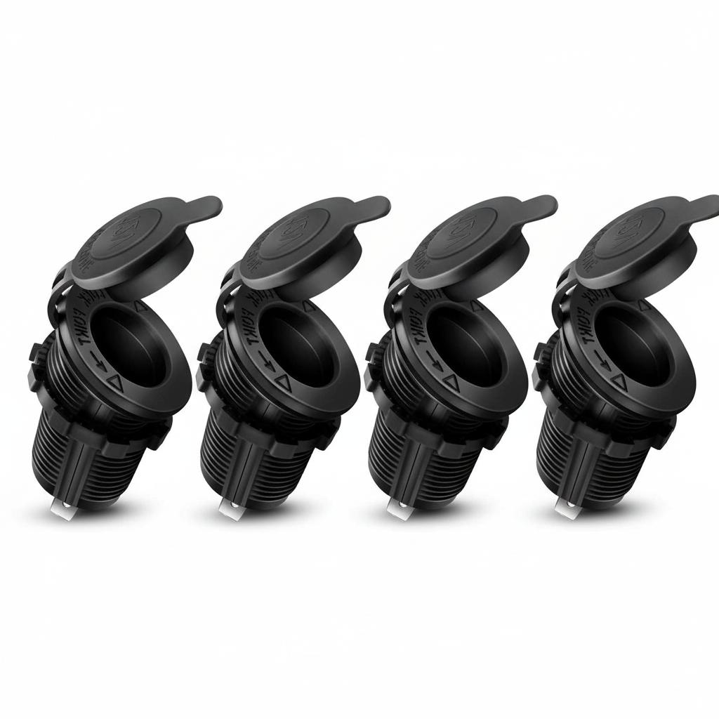 1/2/4PCS Car Cigarette Lighter Socket 12V-24V Waterproof Plug Power Outlet Adapter for Marine Boat Motorcycle Truck with Wire