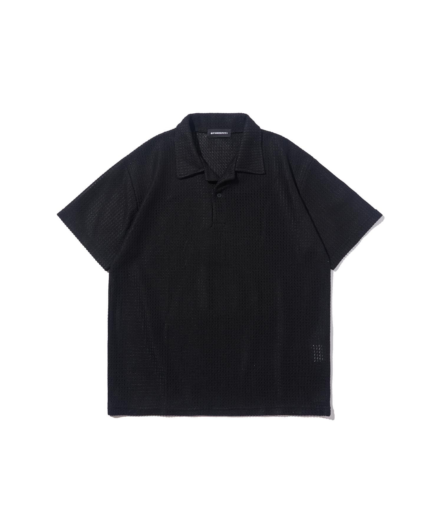 Summer Mesh Open Collar Knit (Black) Free