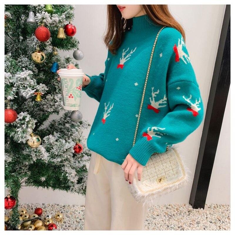 Pullover Pullover Lose Halb Stehkragen Weihnachten Pullover Frauen Casual Mode Vielseitige Langarm Pullover Pullover Weibliche