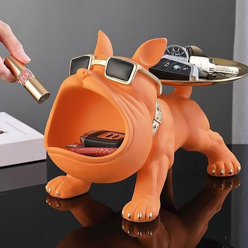 Heimdekoration Hübsche Bulldogge Statue Hunde Statue Tablett Serie Multifunktionale Aufbewahrung Heimdekoration Geschenk für Freunde