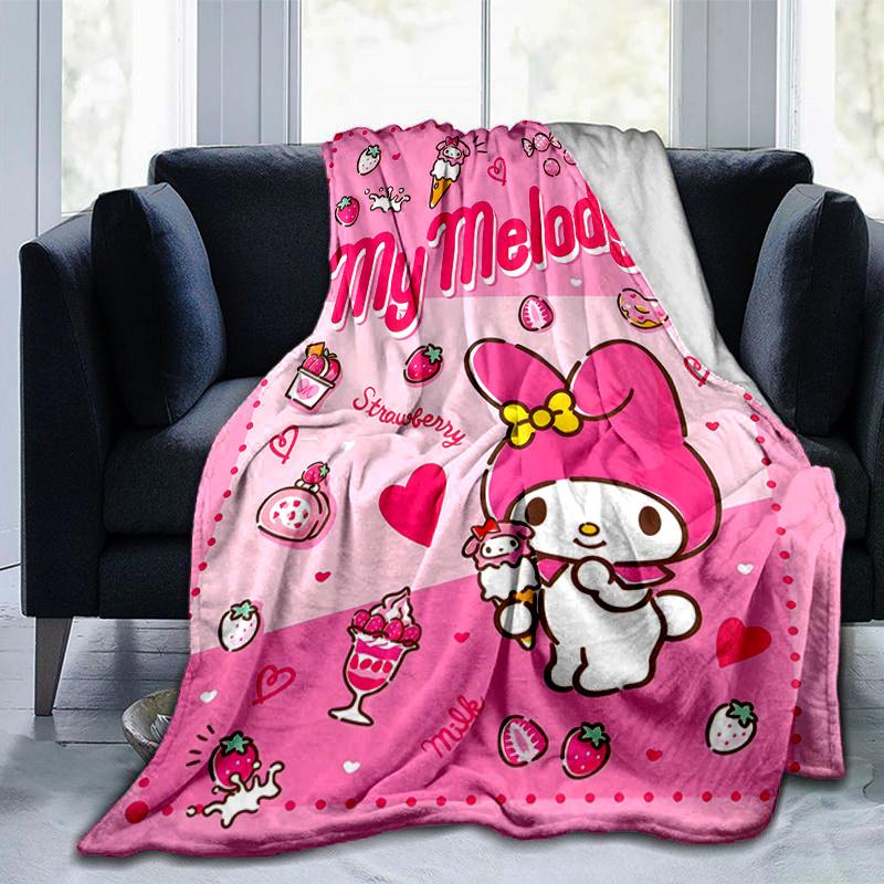 1pc My Melody Strawberry Delight Themed Blanket, Cute Design for Room Decor, Soft Throw Blanket Perfect as Birthday Gift or Housewarming Present, Suit