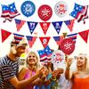 22 Pcs Patriotic Red Blue White Party Decoration Set Patriotic Banner Flags Balloons for 4th of July