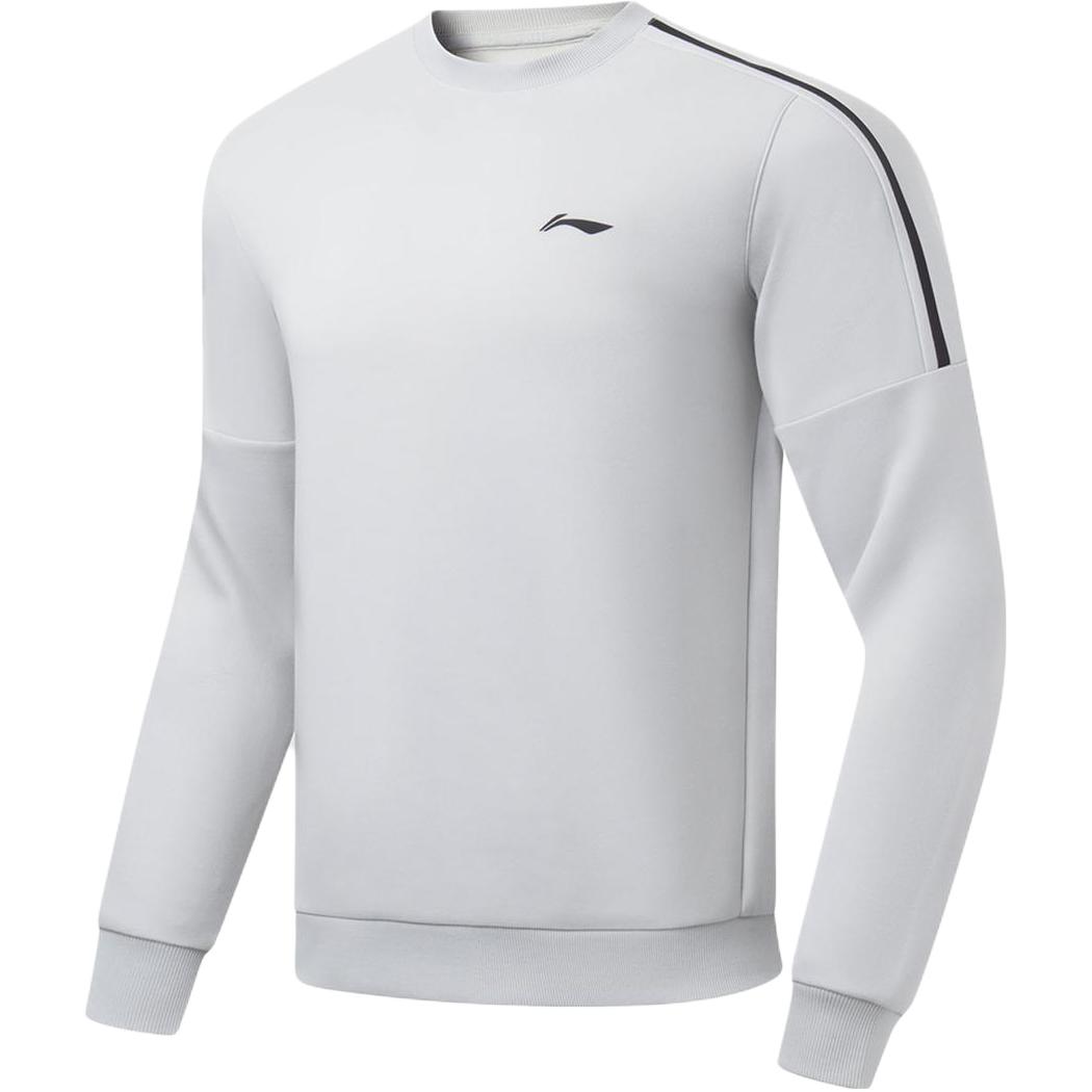 

Li Ning Fitness Series Logo Splicing Round Neck Long Sleeve Knitted Sports Hoody Men sweatshirt Coin-Gray AWDU915-2 XL