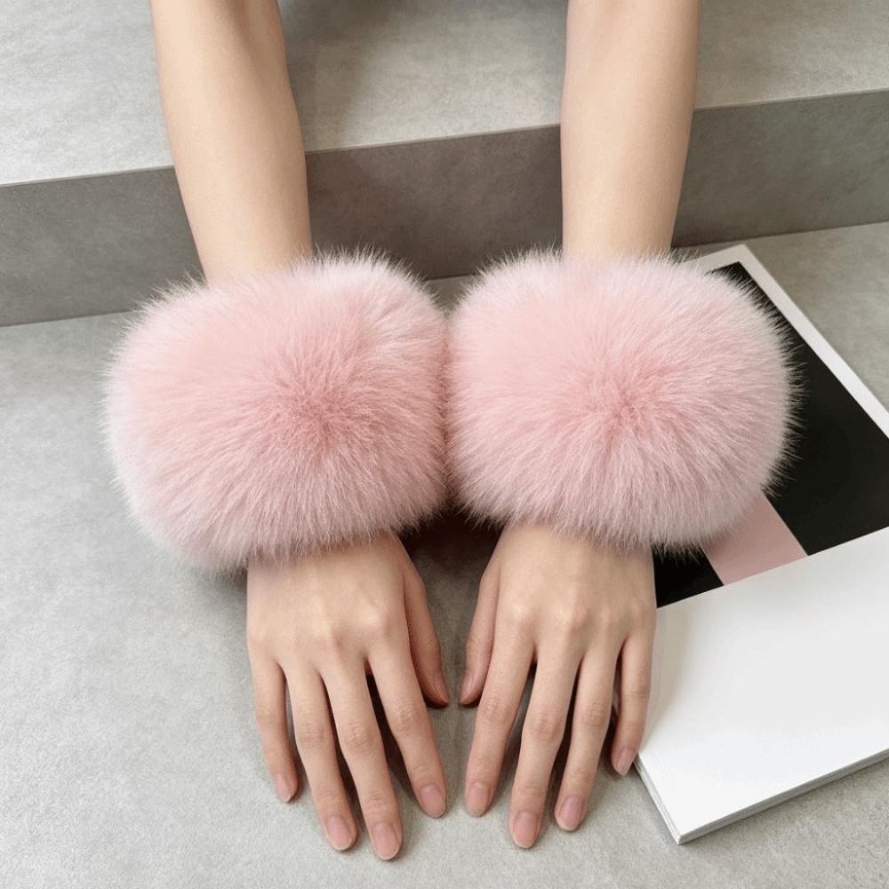 Solid Color Sleeve Cuffs Keep Warm Plush Sleeve Covers Fashion Faux Fur Wrist Cuffs Ladies