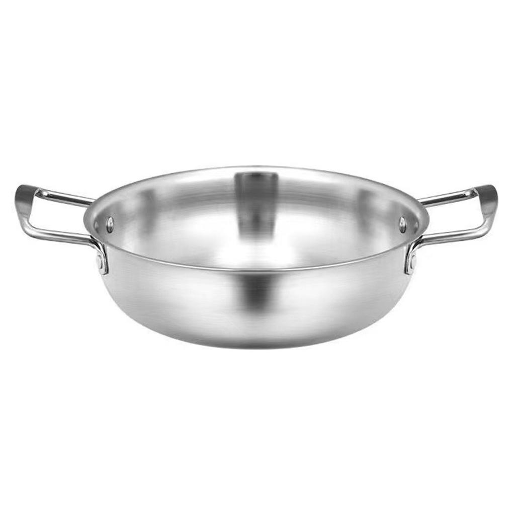 Stainless Steel Instant Noodle Pot, Single Person Small Hotpot, Golden Double Ear Flat Bottomed Dry Pot, Household Gas Seafood Soup Pot
