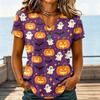 Women's Casual V-Neck Halloween Printed T-Shirt for Party Costume