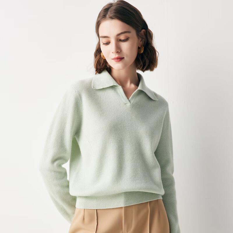 Women's POLO Collar Jacquard Cashmere Sweater