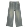 BeatStreet Vintage Camouflage Men's Jeans Fashion Washed Casual Wide Leg Denim Pants Autumn Winter Loose Male Trousers Old Blue