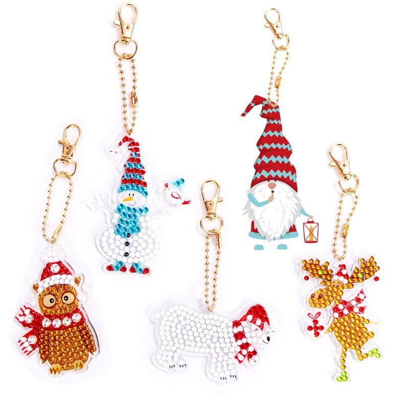 New Diy Diamond Painting Keychain Handmade Acrylic Pendant Jewelry Christmas Single-Sided Diamond Decoration Diamond Painting