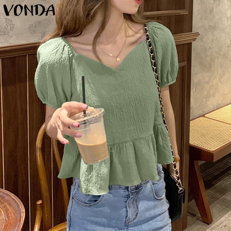

VONDA Летняя женская пышная блузка с короткими рукавами и оборками