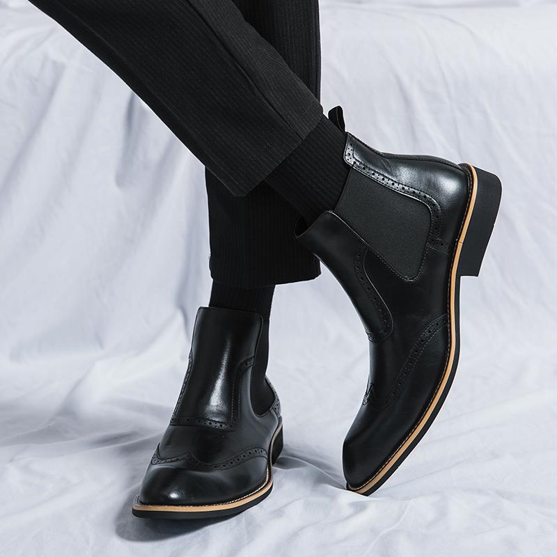 Fashion 38-45 Boots Men PU Splicing Business Office Fashion Brand Chelsea Boots European and American Luxury Social Boots Men Boots