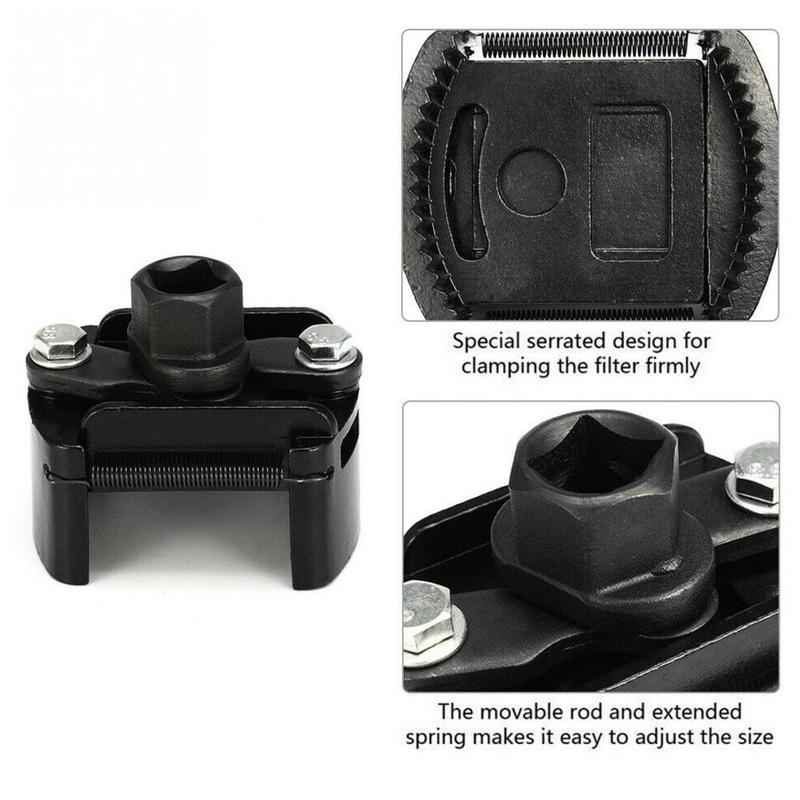 Universal Adjustable Oil Filter Wrench Two-Jaws 60-80mm Range Filter Remover Tool for Auto Maintenance