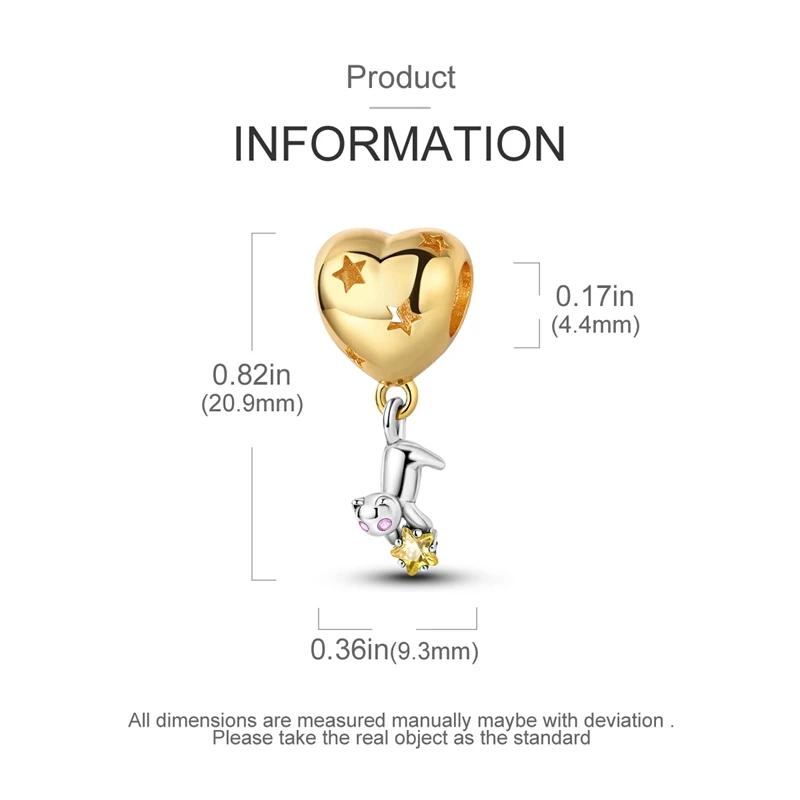 Charms Copperheart-Shaped Balloons Kittens And Beads Fit Charms Plataoriginal Bracelet Women Jewellery Making Gifts