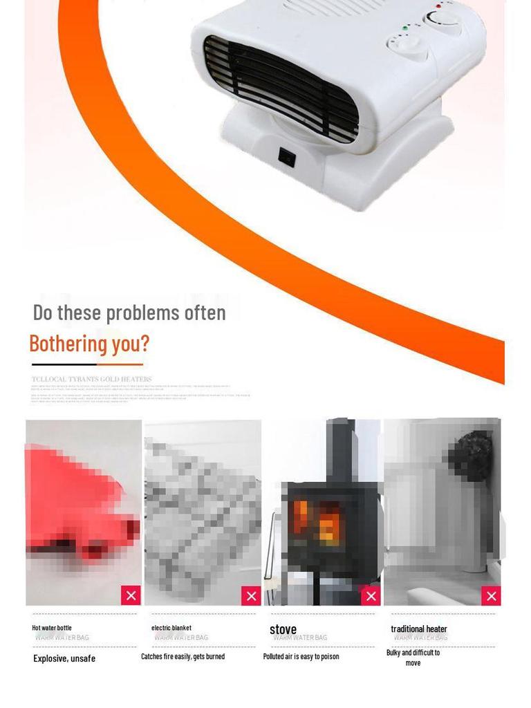 Dual-Use Electric Fan Heater: Compact, Energy-Efficient, Quick-Heating for Bedroom