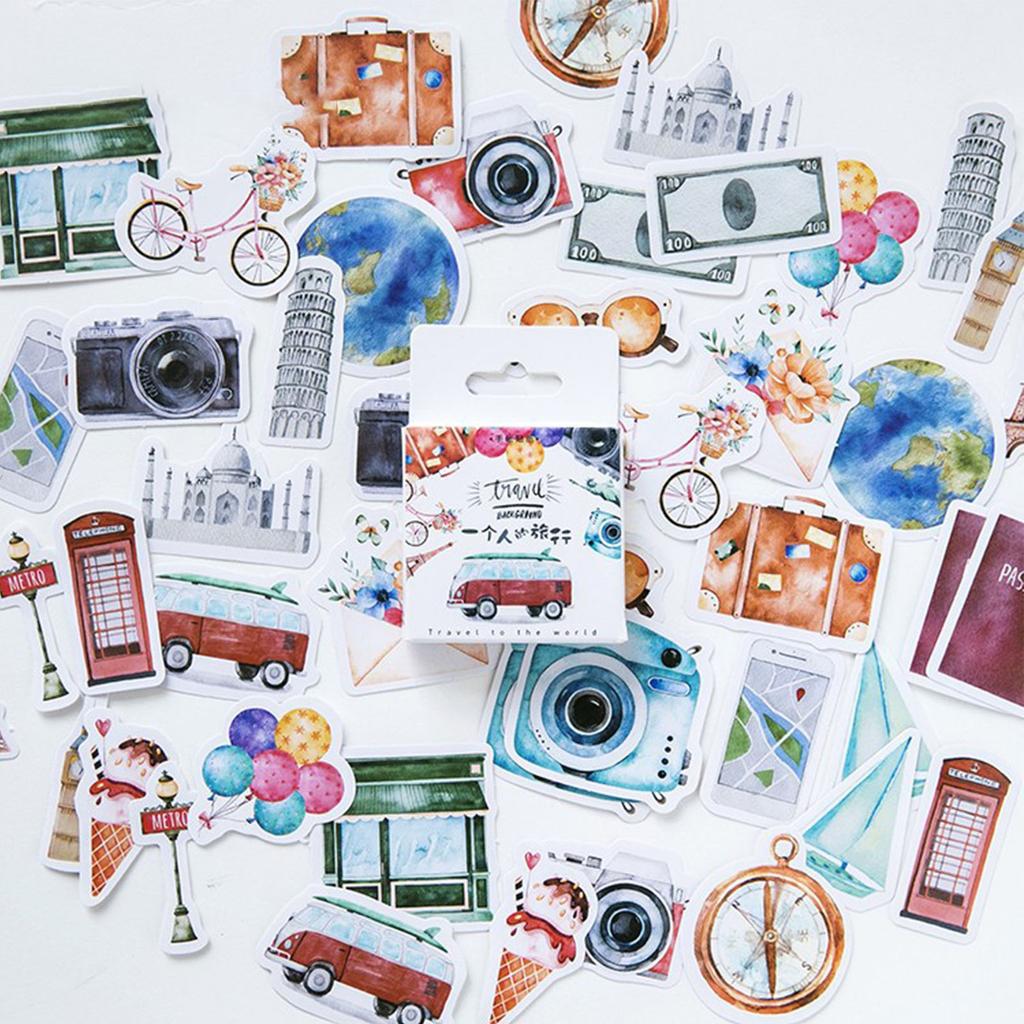 46PCS Travel Stickers  Innovative Diverse Styles Decorative Stickers for Scrapbook Vacation Album