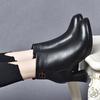 Leather boots women's new pointed waterproof table thick heel high heel fashion boots top layer cowhide cotton boots