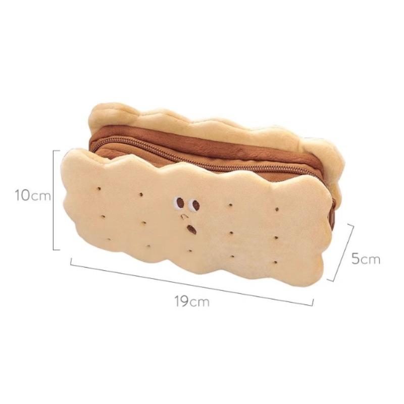 Sandwich Biscuits Plush Pencil Case Simple Large Capacity Pencil Bag Cute Stationery Box Student Stationery Storage