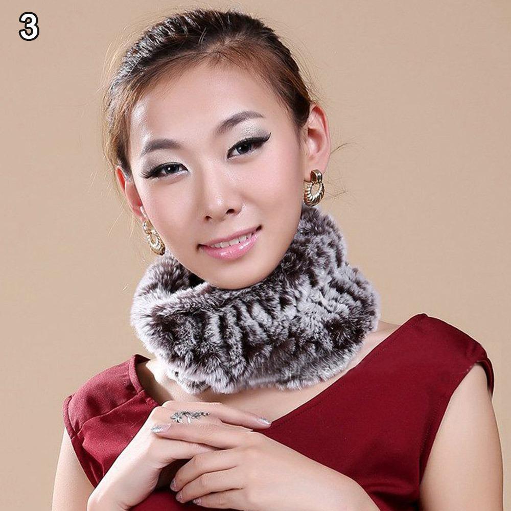 Elastic Rabbit Fur Scarf Winter Warmer Fur Collar Neck Fashion Rex Rabbit Fur Scarf Gift 3