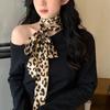 Vintage Leopard Print Scarf Women Girls Tie Hair Band Bags Handle Decoration Y2K American Narrow Long Scarfs Fashion Accessories