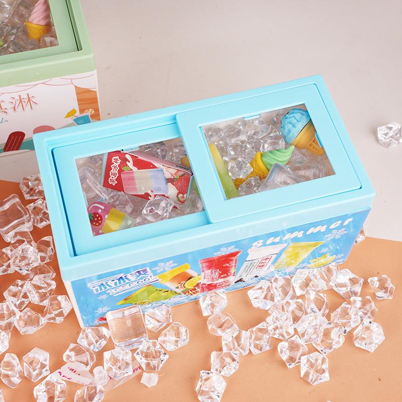 Simulation Mini Supermarket Ice Cream Cabinet Freezer Playing House Doll House Scene Accessories Children'S Toys Miniature Model