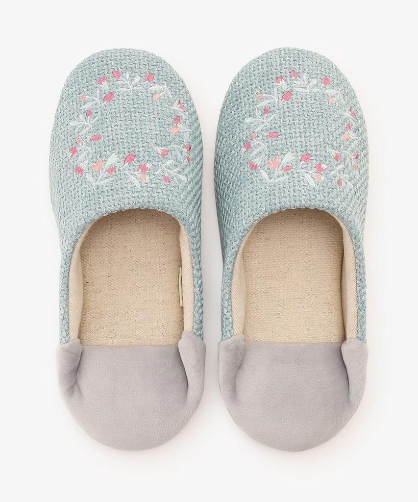 Afternoon Tea Living JL07 Embroidered Babouche Blue Slippers,