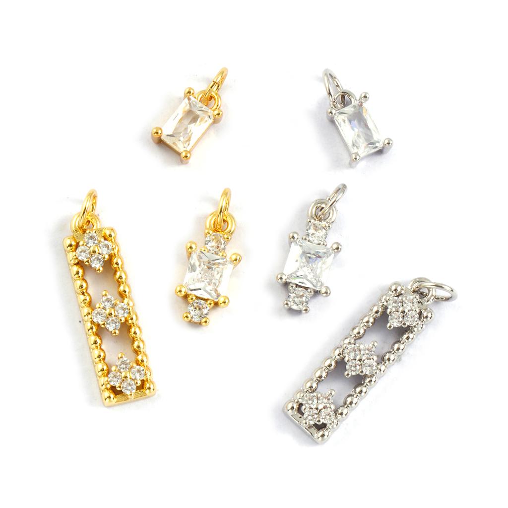 2 PCs Brass & Cubic Zirconia Charms Gold Plated Silver Plated Pendants For DIY Necklace Bracelet Jewelry Making Findings