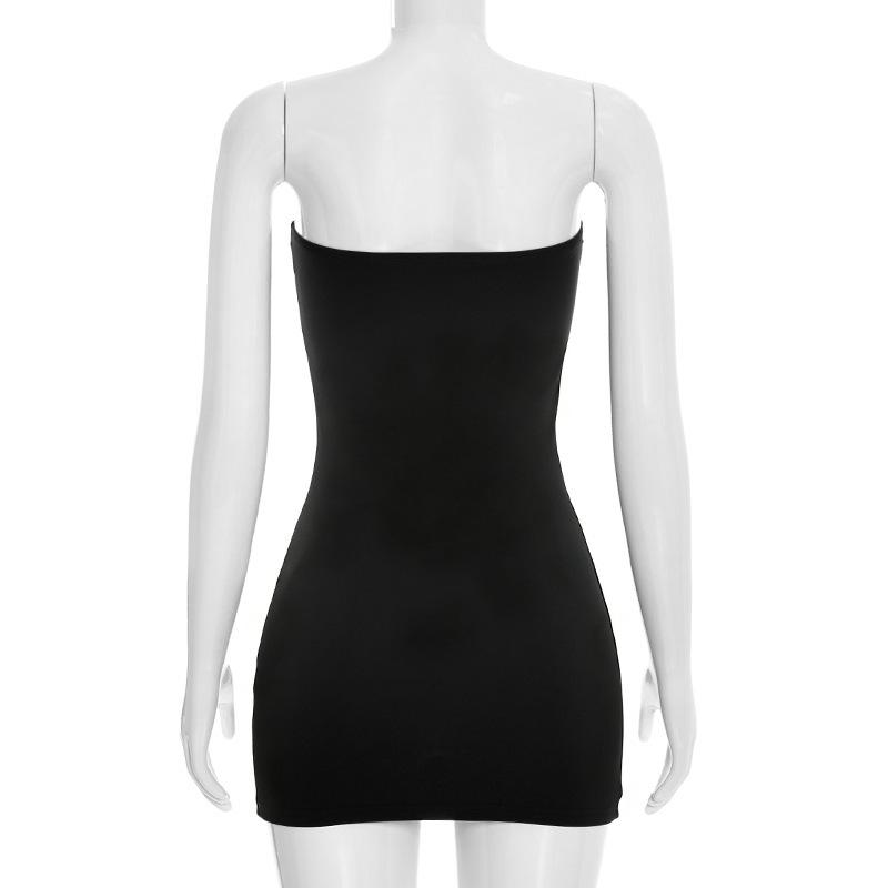 Spring 2026 European & American Style Solid Color Sexy Slim-fit Bandeau Mini Dress