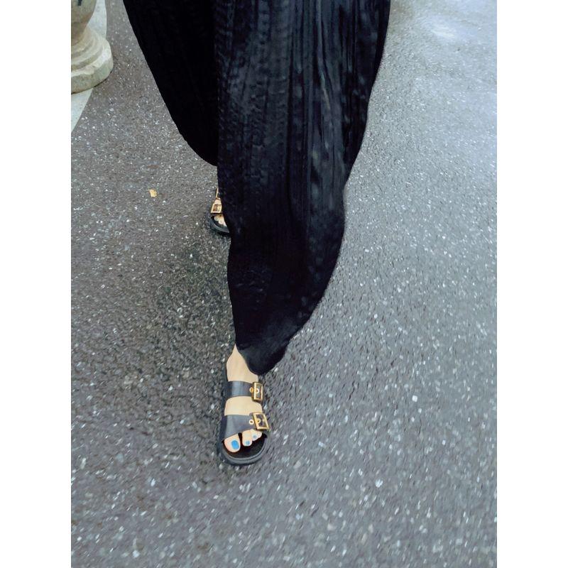 

Sun Home Self-Retained Pearl Slim Looking Fancy Asymmetrical Ruched Elastic Waist Black Dress Dress Long Skirt Black