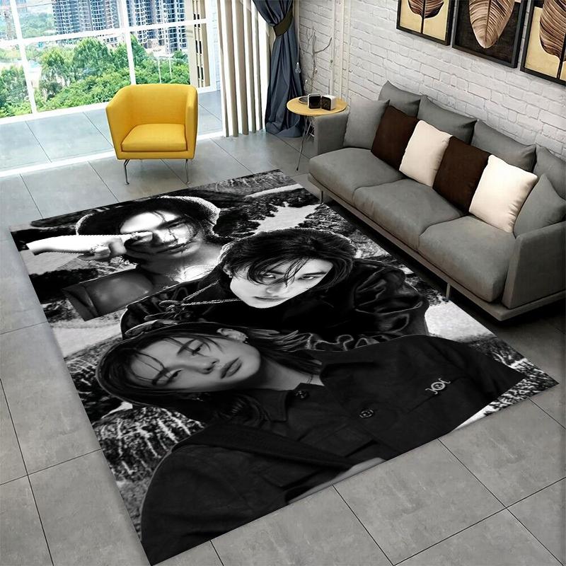 Kpop Hyunjin Stray Kids Music star Carpet Rug for Playroom Bedroom Living Room Sofa Home Decor,kid Area Rug Non-slip Floor Mat
