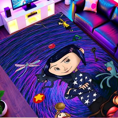 Coraline Print Rug, Washable Floor Carpet, For Entryway Dorm Laundry Room Office Study, Home Decor Birthday Christmas Gift