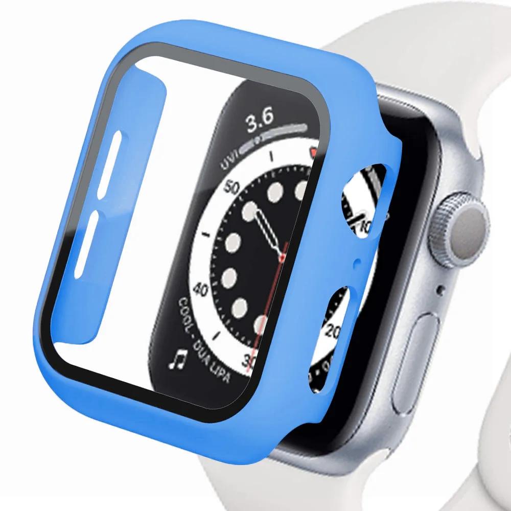 Tempered Glass+cover For Apple Watch Accessories 45mm 41mm 44mm 40mm 42mm Screen Protector serie 9 4 5 6 SE 7 8 Apple watch Case